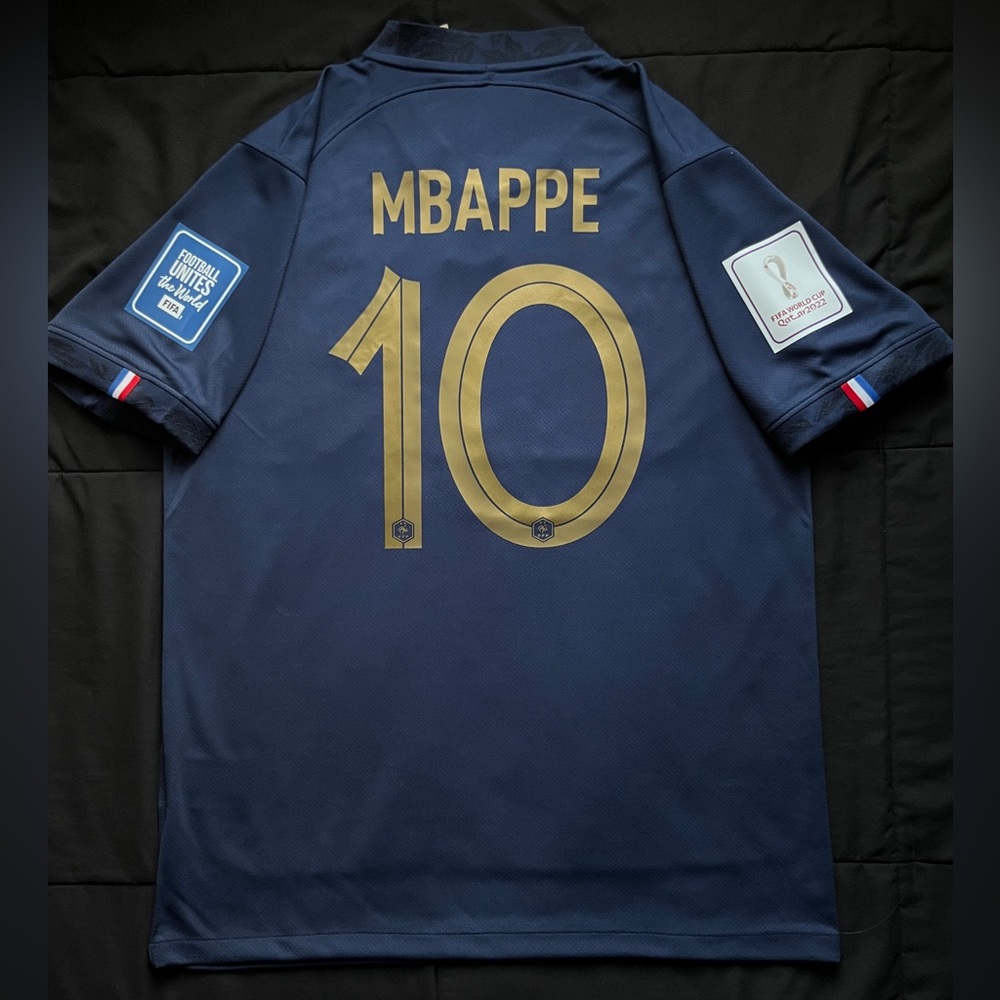 Mbappe #10 Soccer Jersey France Home 2022 World Cup Navy Blue